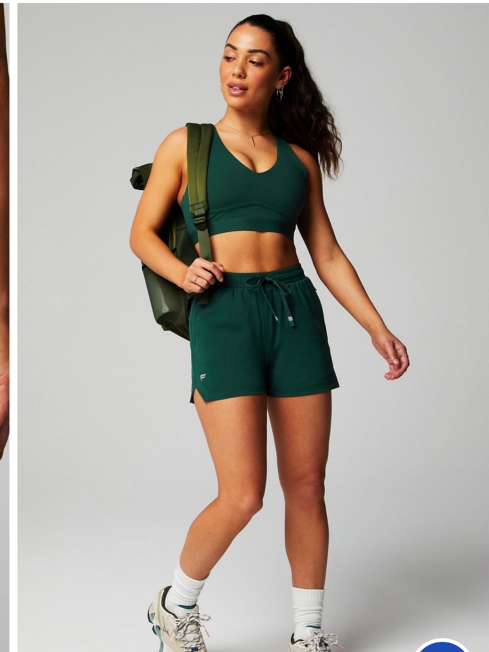 Fabletics the one 3” shorts deep sea green pockets medium